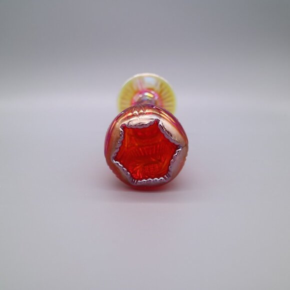 Vintage Fenton Ruby Red Amberina Carnival Glass Vase 8654 Pattern | Cadmium Glow - Picture 6 of 9